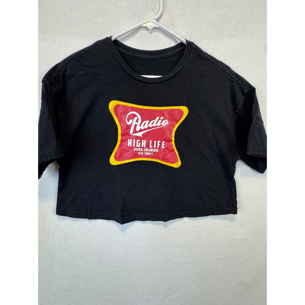 Radio High Life T-Shirt Black Aspen Colorado Graphic Crop Top Tee